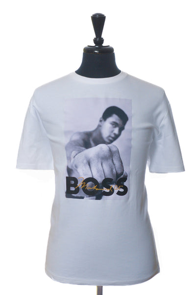 Hugo Boss White Mohammed Ali Print T-Goat T-Shirt