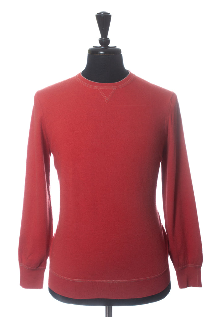 Brunello Cucinelli Red Cashmere Blend Cashmere Blend Crew Neck Sweater