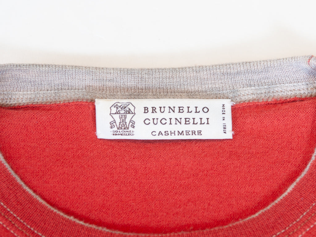 Brunello Cucinelli Red Cashmere Blend Cashmere Blend Crew Neck Sweater