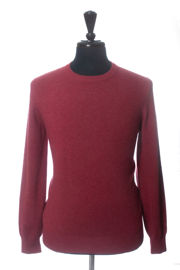 Brunello Cucinelli Raspberry Red Pure Cashmere Crew Neck Sweater
