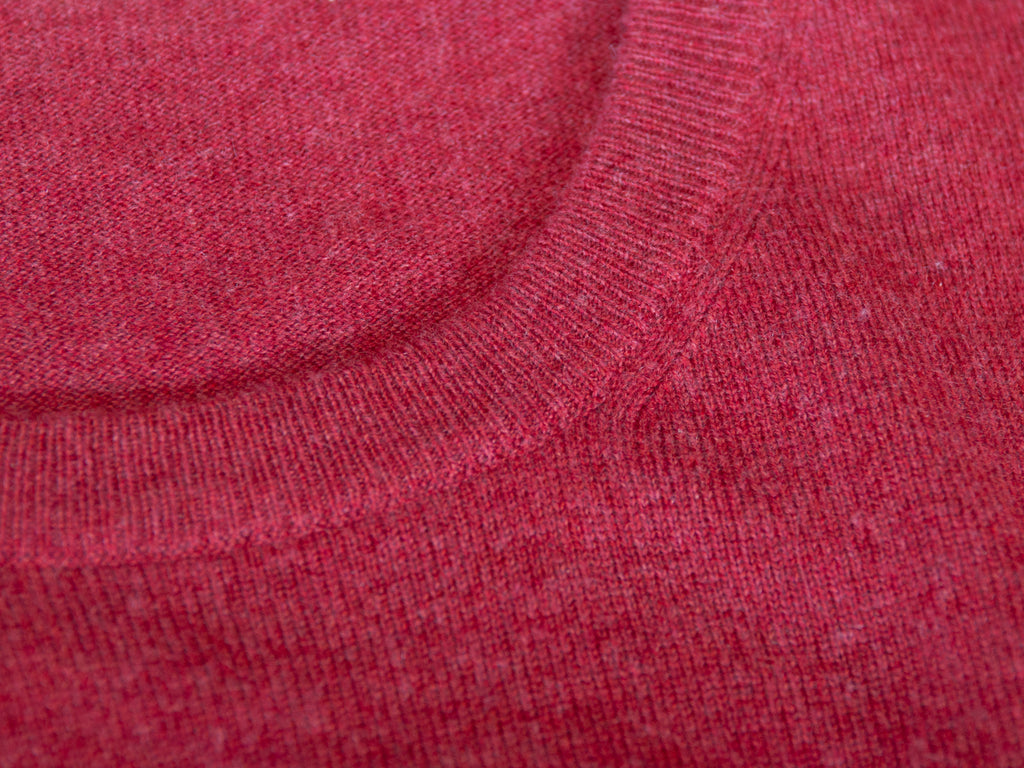 Brunello Cucinelli Raspberry Red Pure Cashmere Crew Neck Sweater