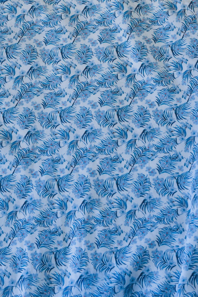 Stone Rose Blue Floral Print Short Sleeve Shirt