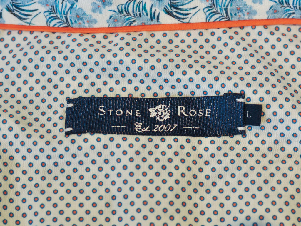 Stone Rose Blue Floral Print Short Sleeve Shirt