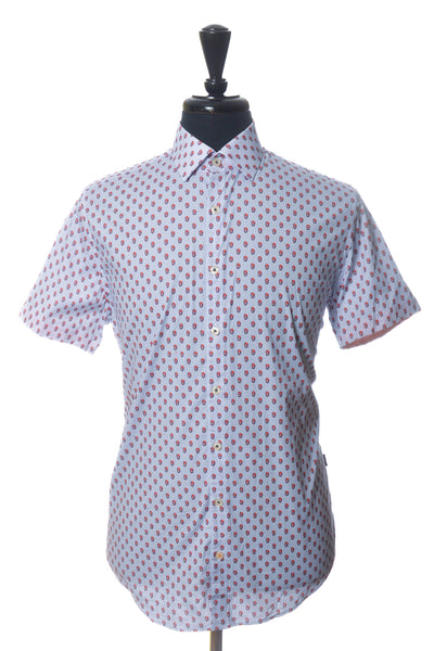 Stone Rose Blue Print Short Sleeve Shirt