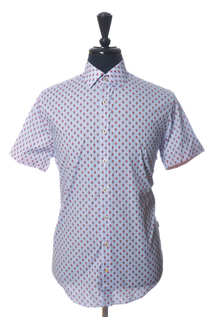 Stone Rose Blue Print Short Sleeve Shirt