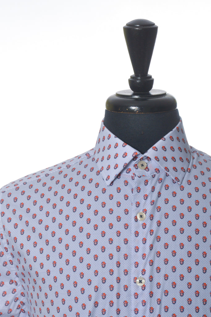 Stone Rose Blue Print Short Sleeve Shirt