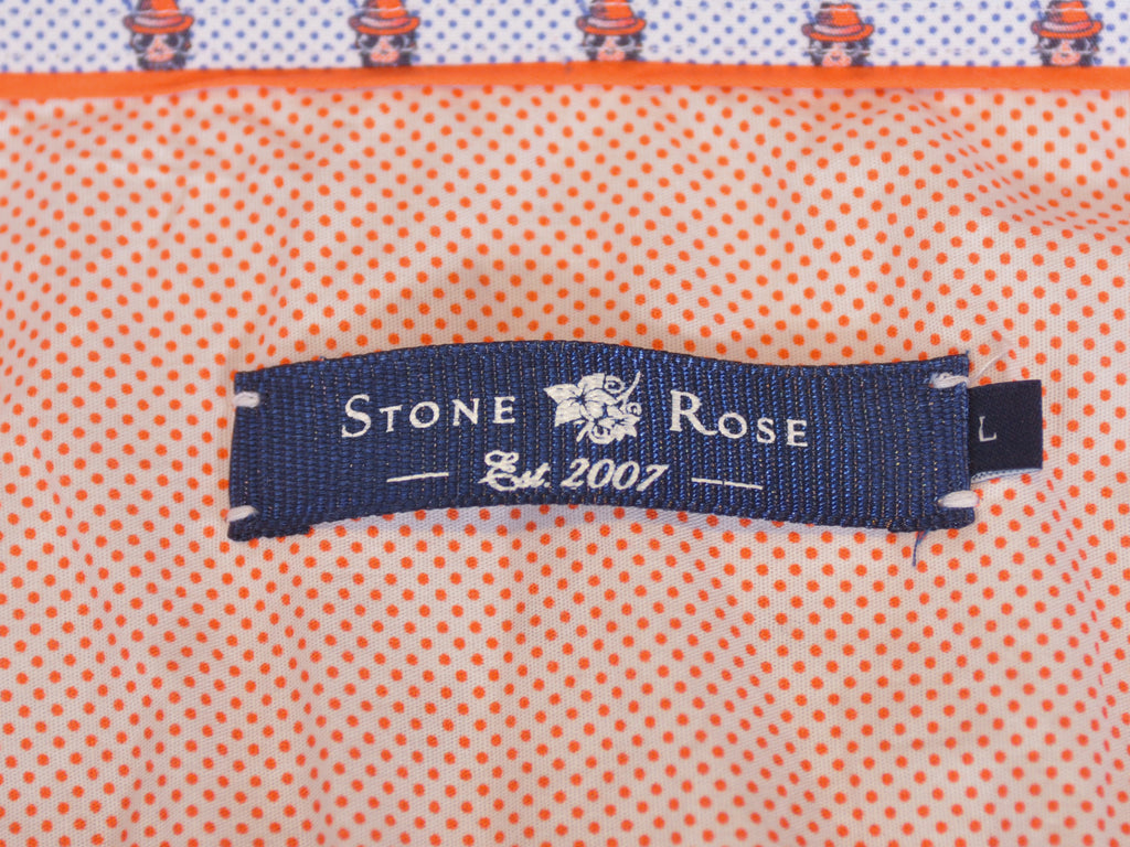 Stone Rose Blue Print Short Sleeve Shirt