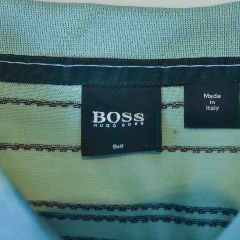 Hugo Boss Green Dotted Stripe Darren Polo Shirt
