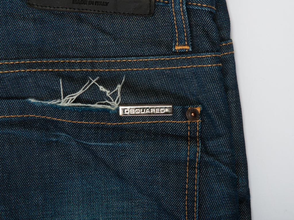 DSquared2 Distressed Blue Stretch Skinny Fit Jeans