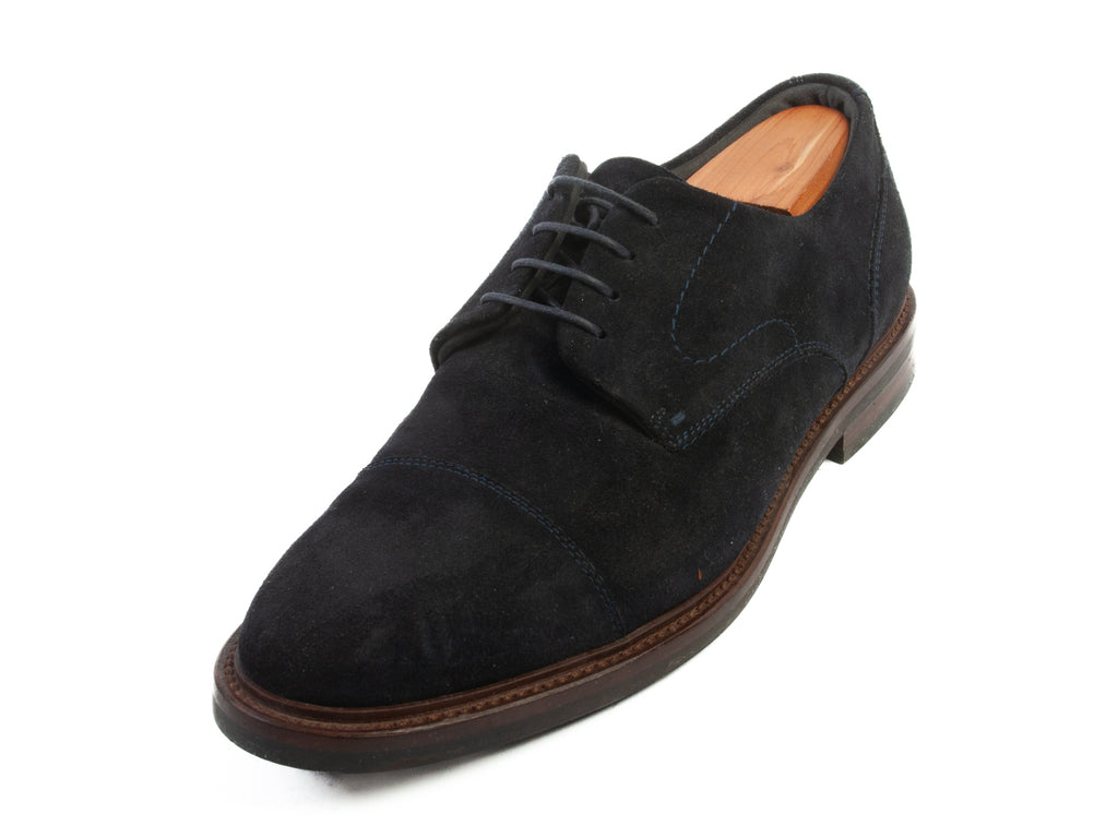Hugo Boss Navy Blue Suede Cap Toe Derby Shoes