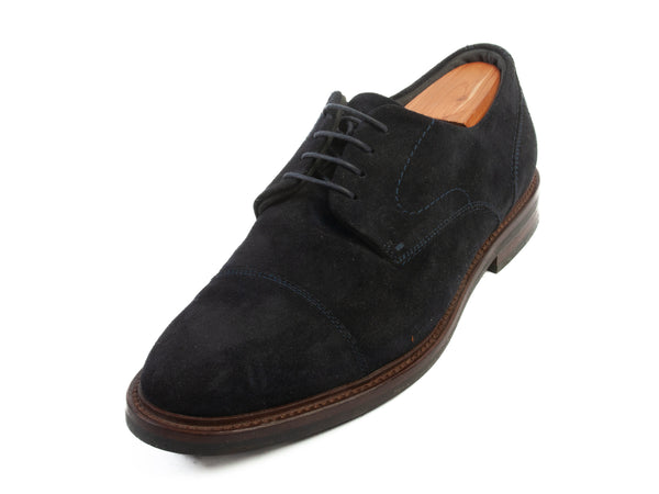 Hugo Boss Navy Blue Suede Cap Toe Derby Shoes