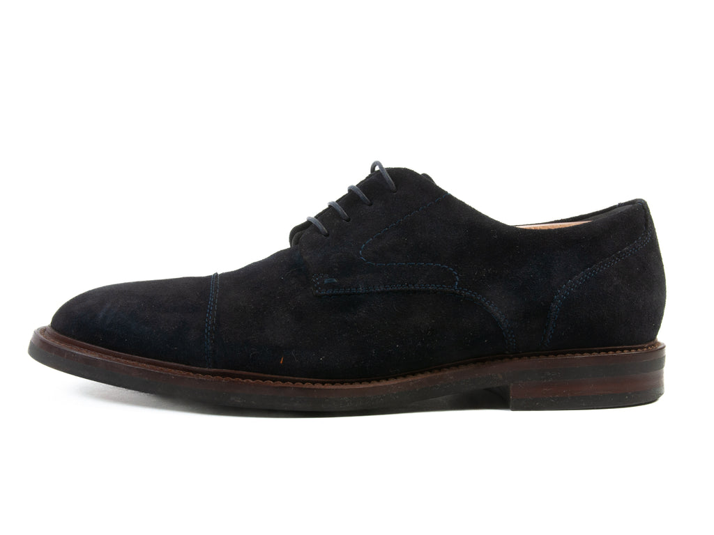 Hugo Boss Navy Blue Suede Cap Toe Derby Shoes