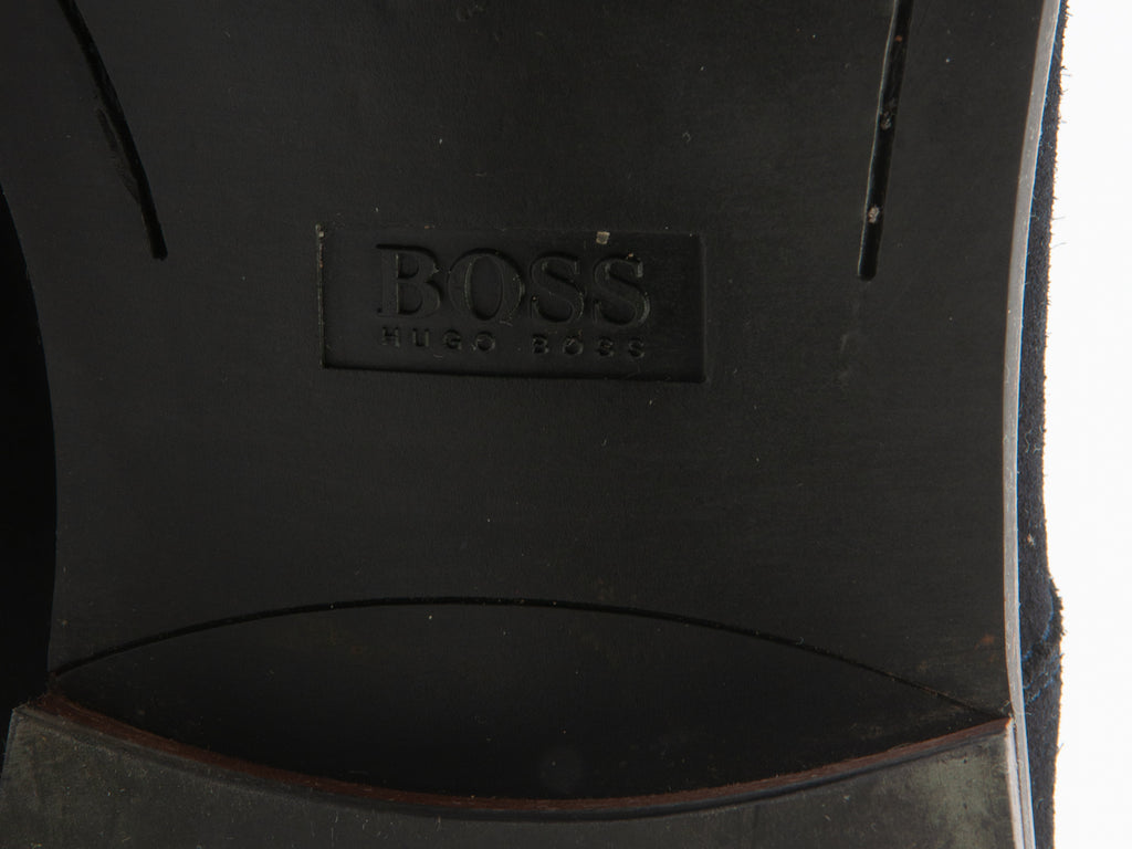 Hugo Boss Navy Blue Suede Cap Toe Derby Shoes