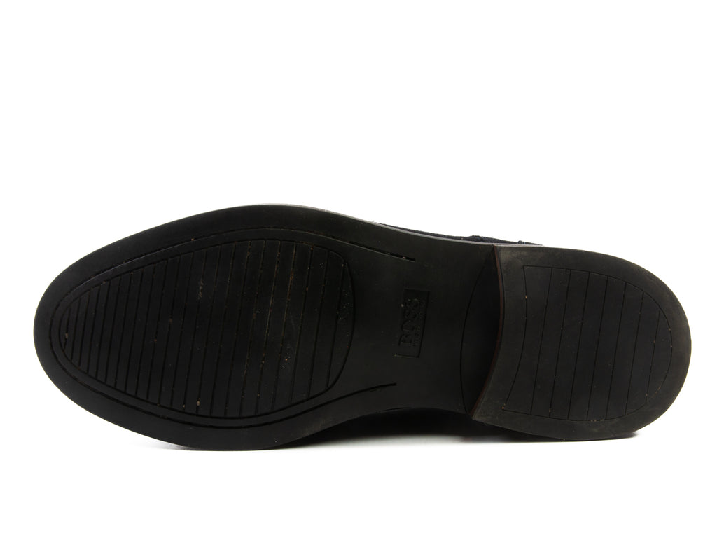 Hugo Boss Navy Blue Suede Cap Toe Derby Shoes