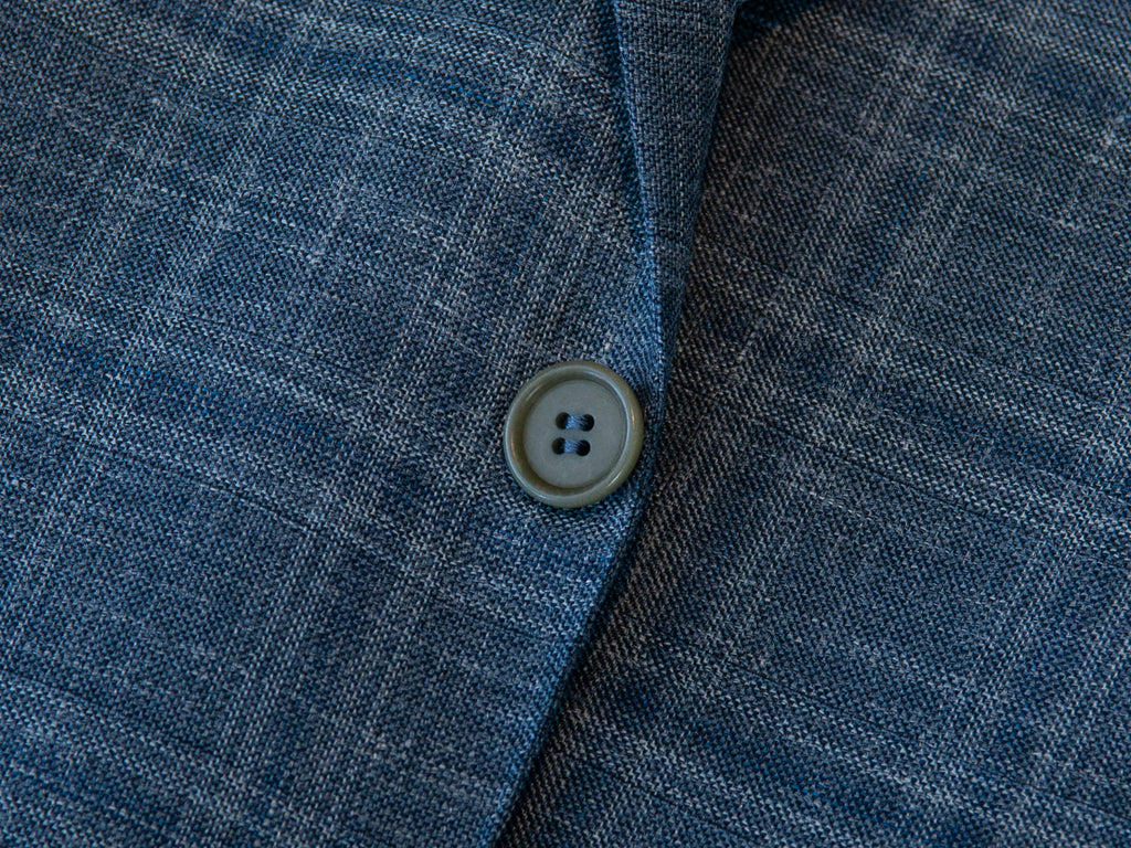 Canali Slate Grey Check Wool Silk Linen Blazer