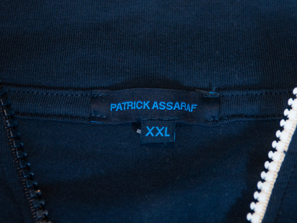 Patrick Assaraf Navy Blue Pima Cotton Quarter Zip
