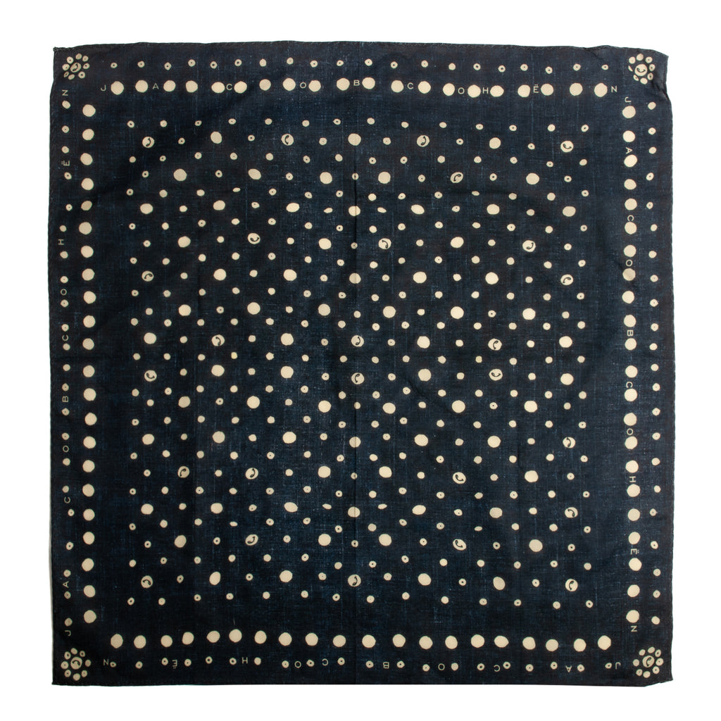 Jacob Cohen Cream on Navy Blue Print Cotton Bandana