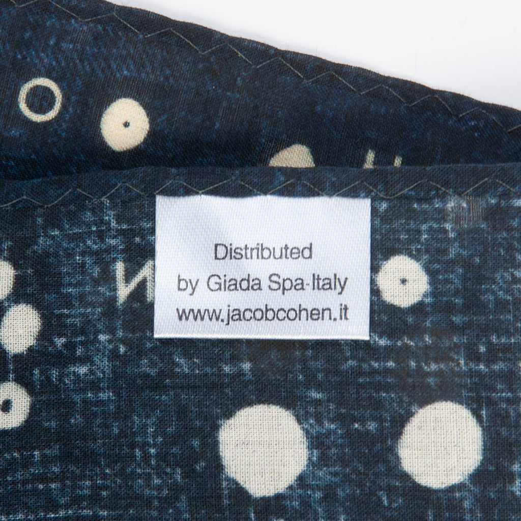 Jacob Cohen Cream on Navy Blue Print Cotton Bandana