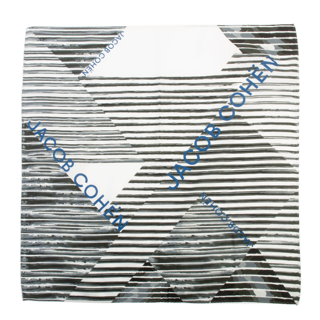 Jacob Cohen Grey on White Print Silk Cotton Bandana