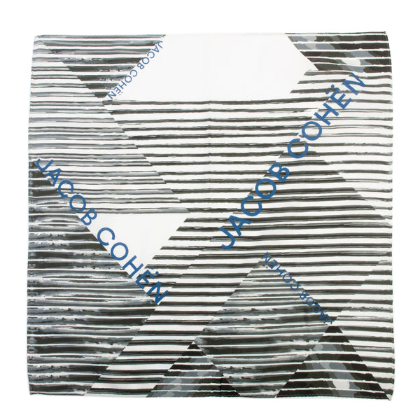 Jacob Cohen Grey on White Print Silk Cotton Bandana
