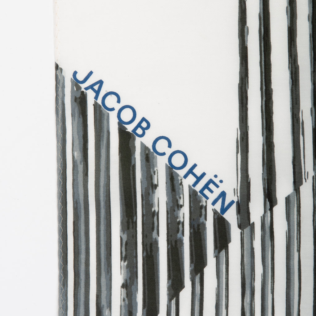 Jacob Cohen Grey on White Print Silk Cotton Bandana