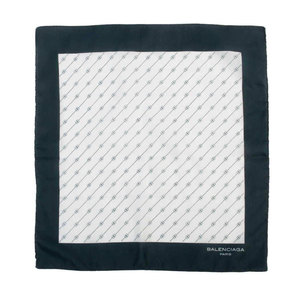 Balenciaga Grey on White Print Pocket Square