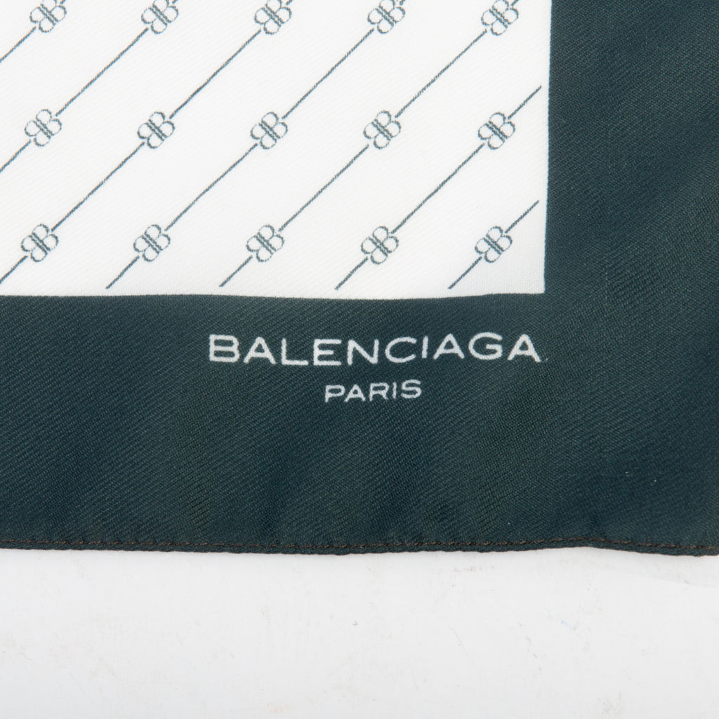 Balenciaga Grey on White Print Pocket Square
