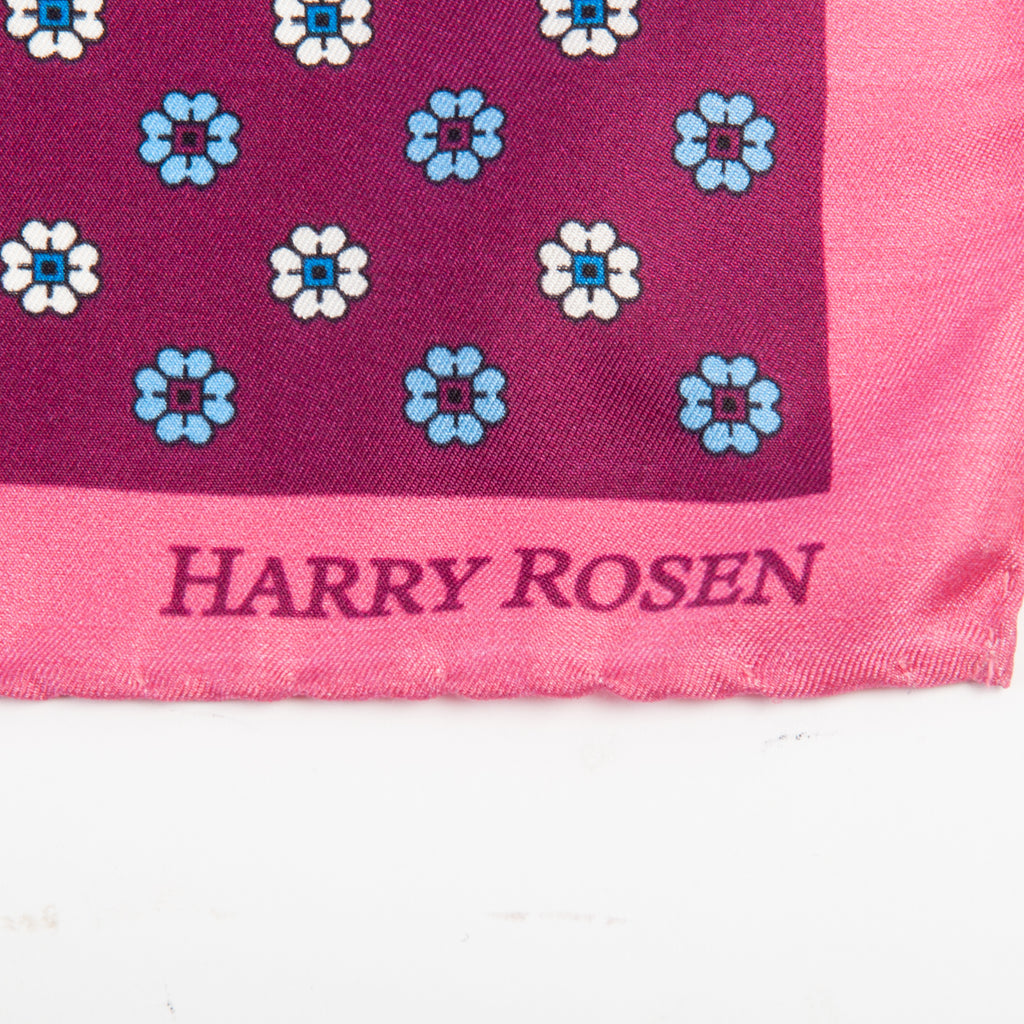 Harry Rosen Pink and Burgundy Floral Pocket Square