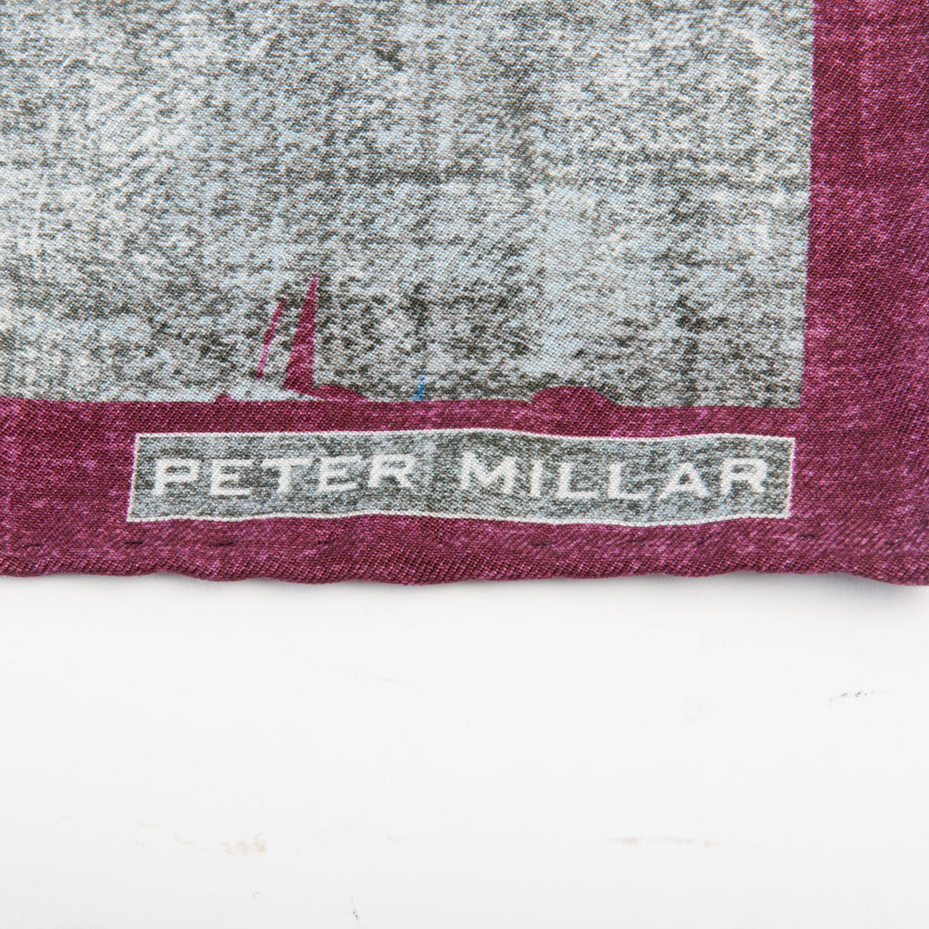Peter Millar Grey and Merlot Leaf Print Pocket Square