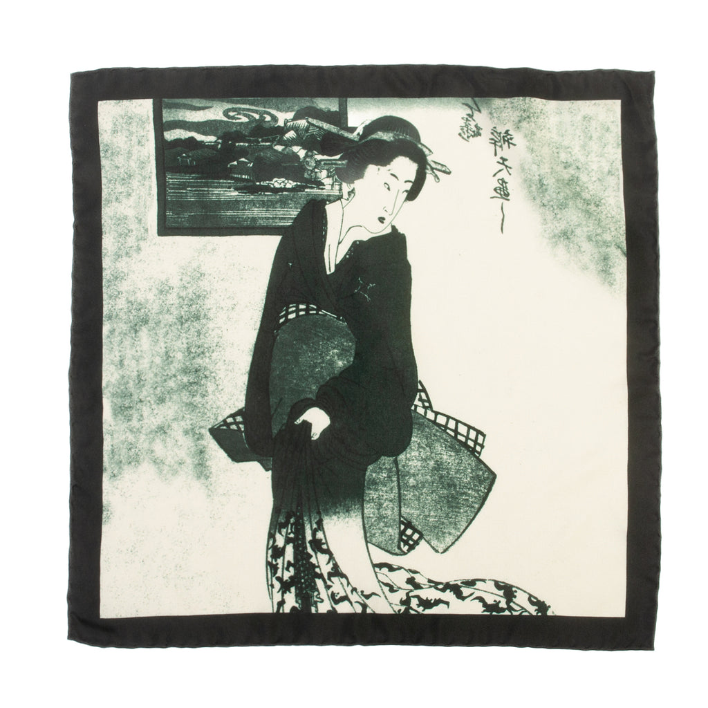 Blik Black Japanese Print Pocket Square