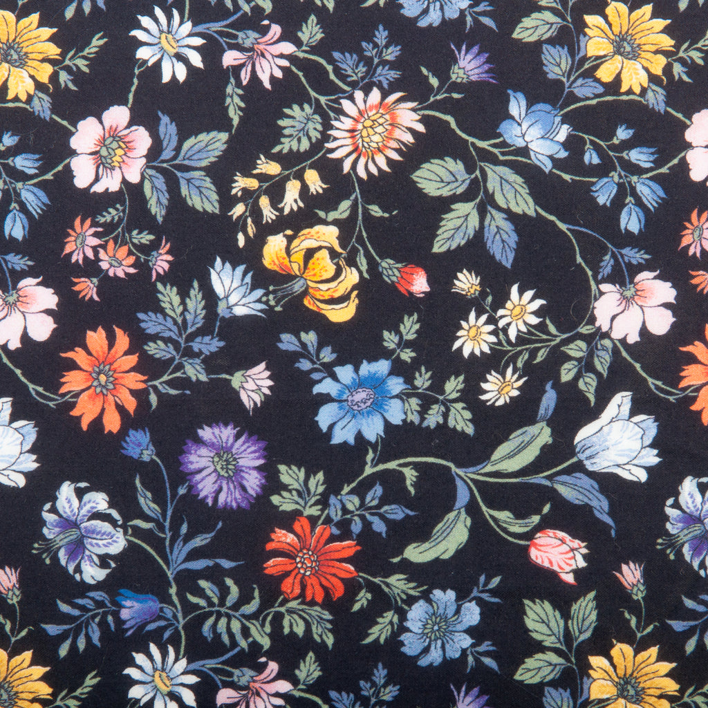 Paul Smith Black Floral Print Cotton Pocket Square
