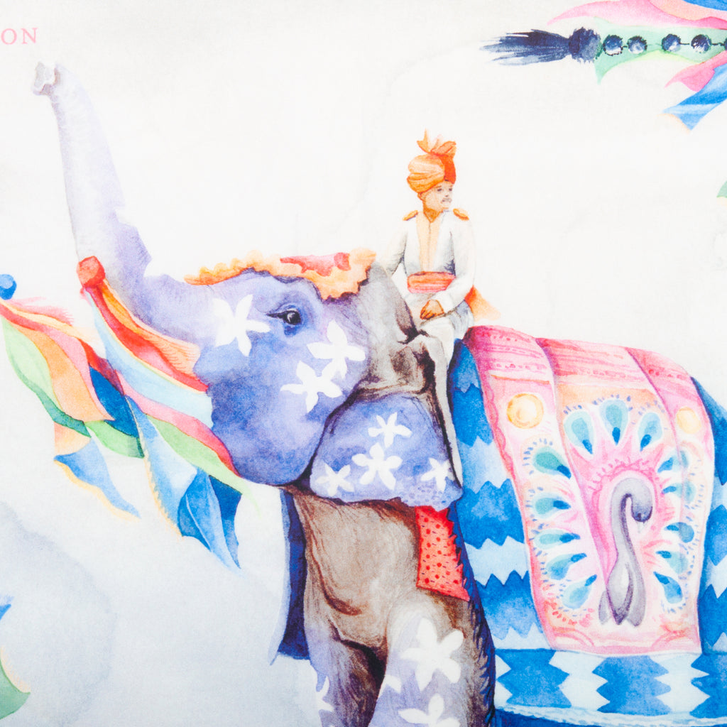 Eton Light Blue Indian Elephant Print Pocket Square