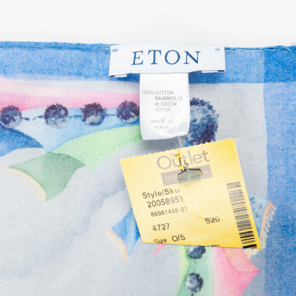 Eton Light Blue Indian Elephant Print Pocket Square
