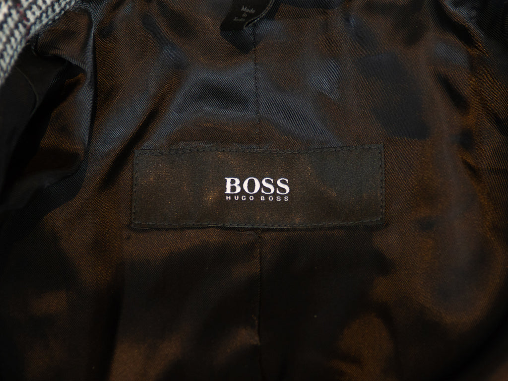 Hugo Boss Grey Prince of Wales Check Nye2 Slim Fit Coat