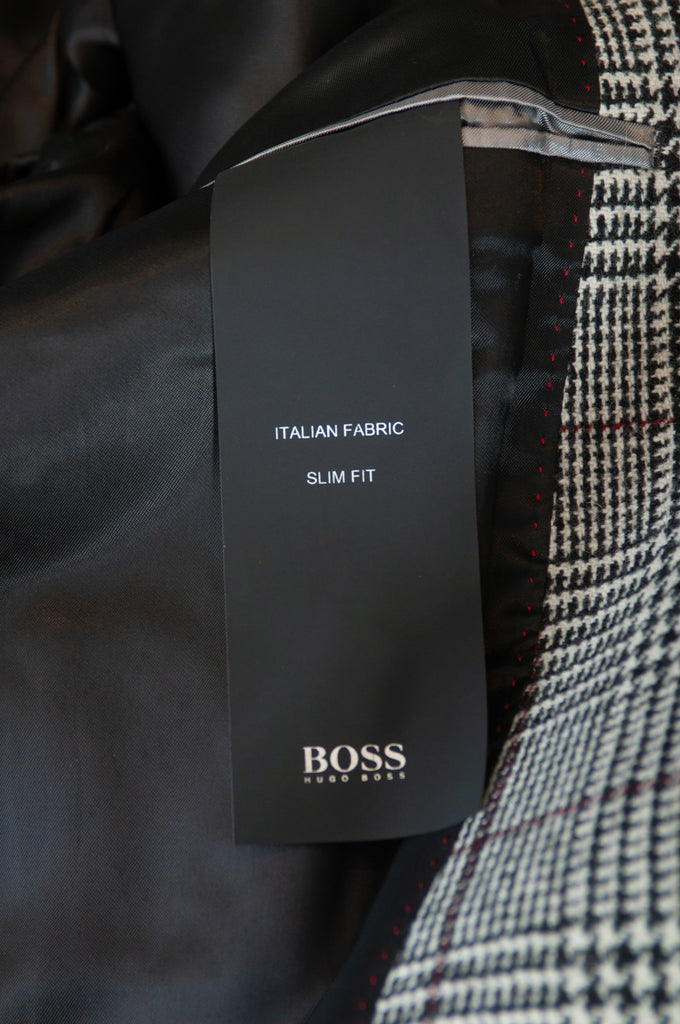 Hugo Boss Grey Prince of Wales Check Nye2 Slim Fit Coat