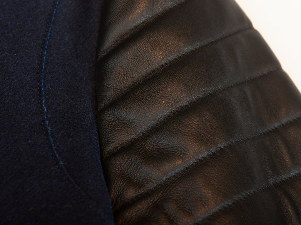 Kent and Curwen Wool and Leather Slim Fit Motorcycle Jacket
