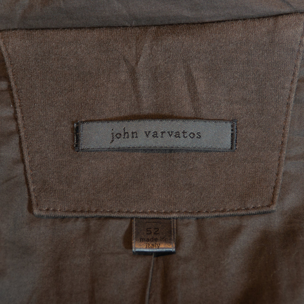John Varvatos Grey Brushed Cotton Hooded Military Coat