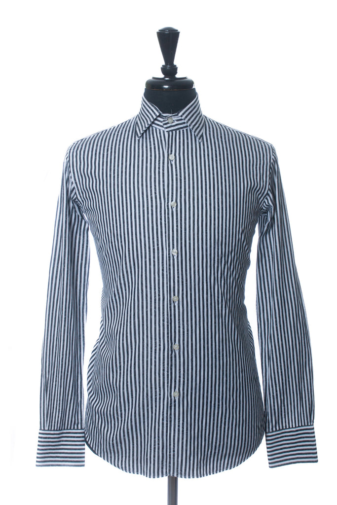 Etro Black Paisley Striped Shirt
