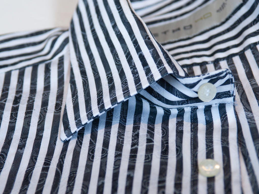 Etro Black Paisley Striped Shirt