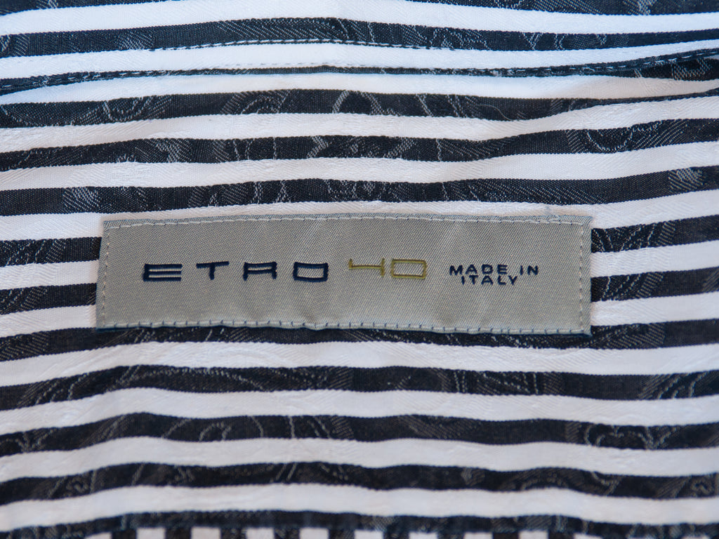 Etro Black Paisley Striped Shirt