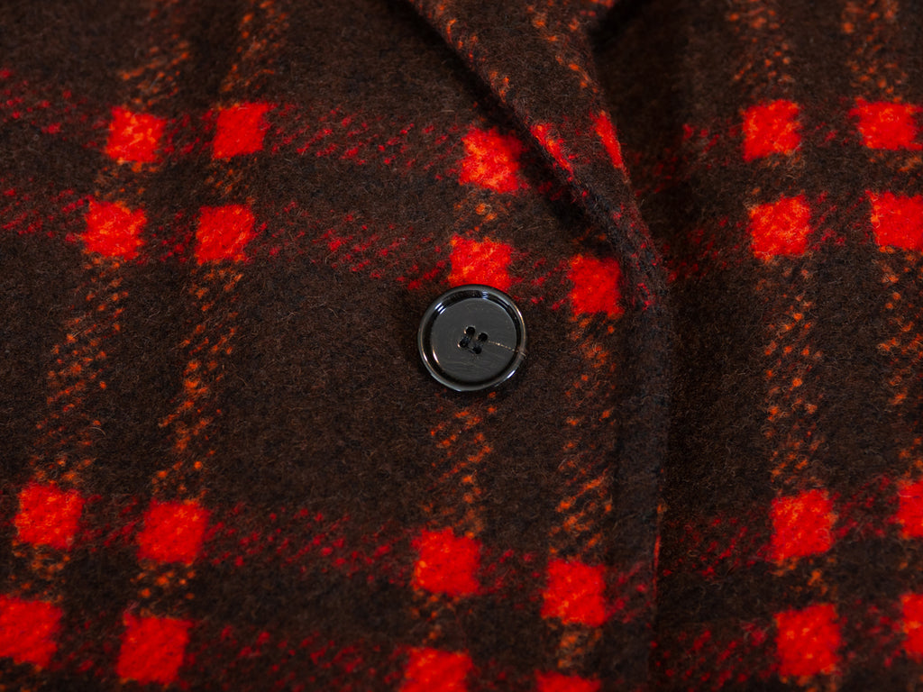 Hugo Boss Red Plaid Alpaca Wool Neel Coat