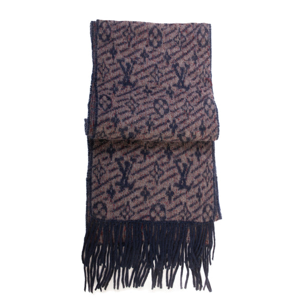 Louis Vuitton Navy Wool Mohair Scarf