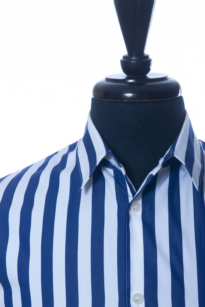 Comme des Garcons Blue Striped Short Sleeve Shirt