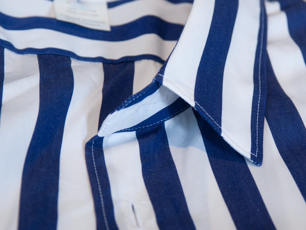 Comme des Garcons Blue Striped Short Sleeve Shirt