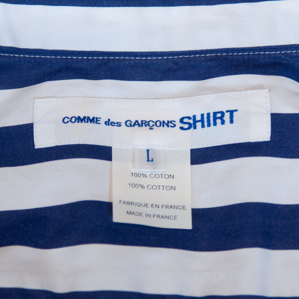 Comme des Garcons Blue Striped Short Sleeve Shirt