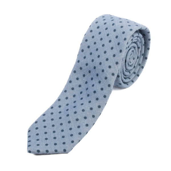 Hugo Boss Navy on Grey Polka Dot Lambswool Tie