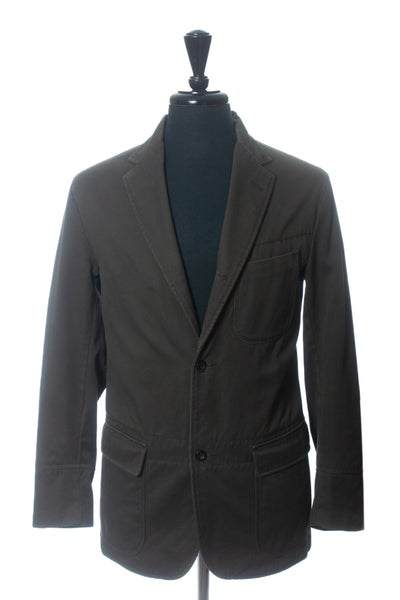 Relwen Olive Green Cotton Safari Blazer
