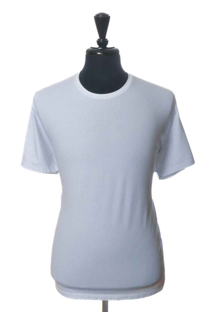 Patrick Assaraf Blue on White Geo Print T-Shirt