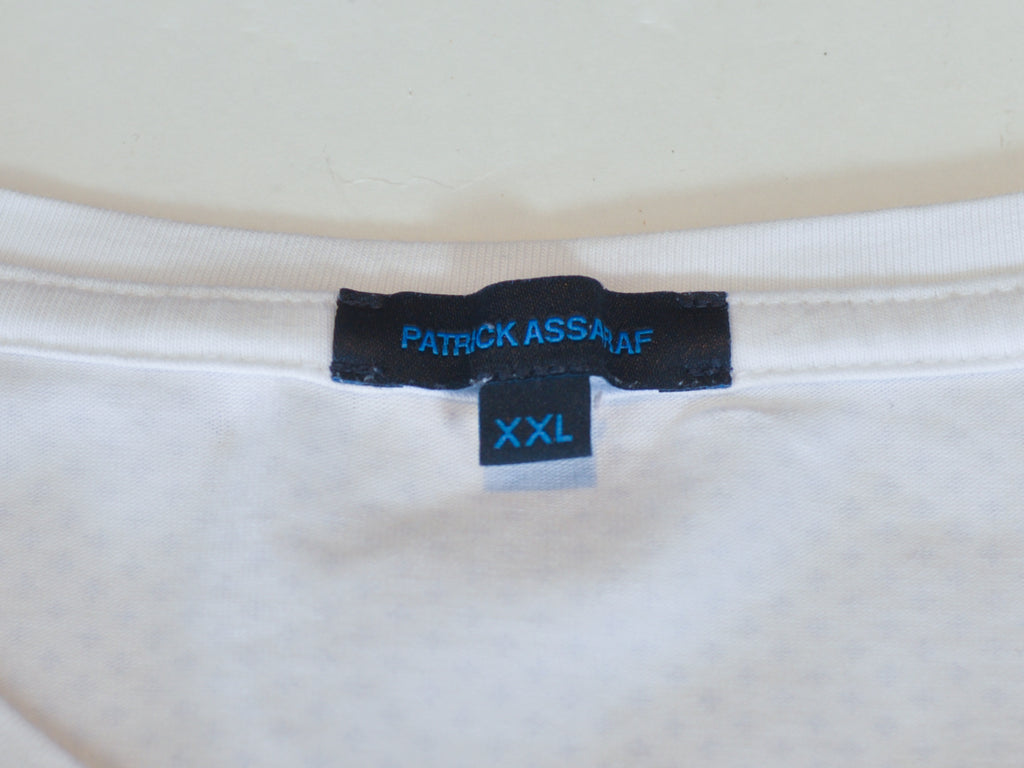 Patrick Assaraf Blue on White Geo Print T-Shirt