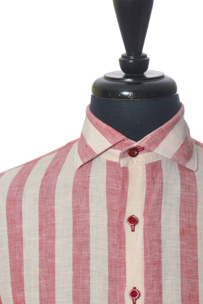 Harold Red Awning Striped Linen Shirt